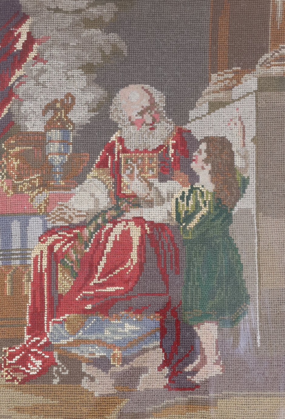 A Victorian needlepoint picture